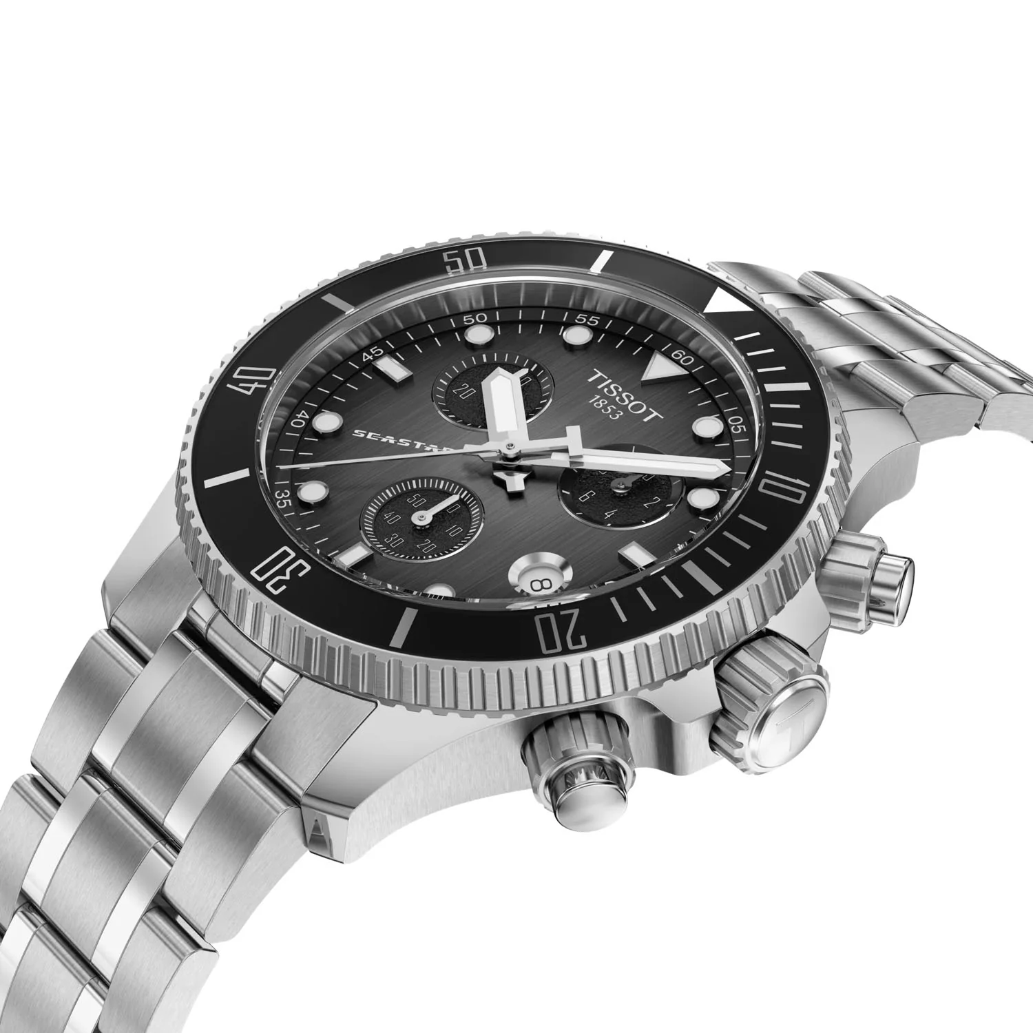 Seastar 38mm Steel Grey/Black Dial Quartz Strap Watch - Image 2