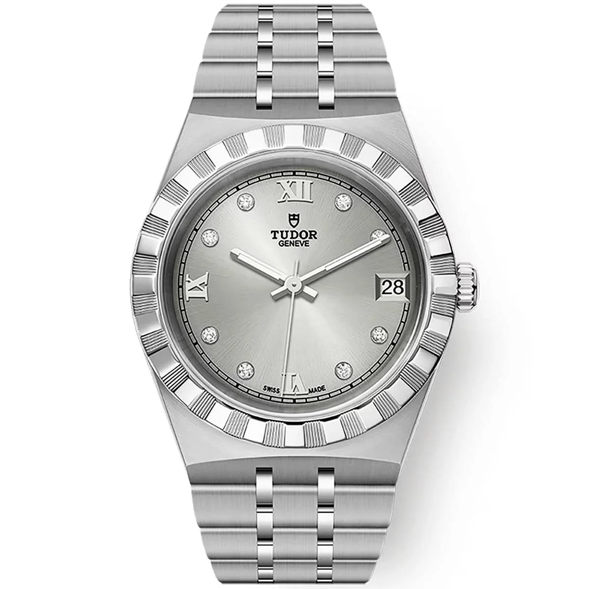 Royal 34mm Silver Diamond Dial Ladies Bracelet Watch