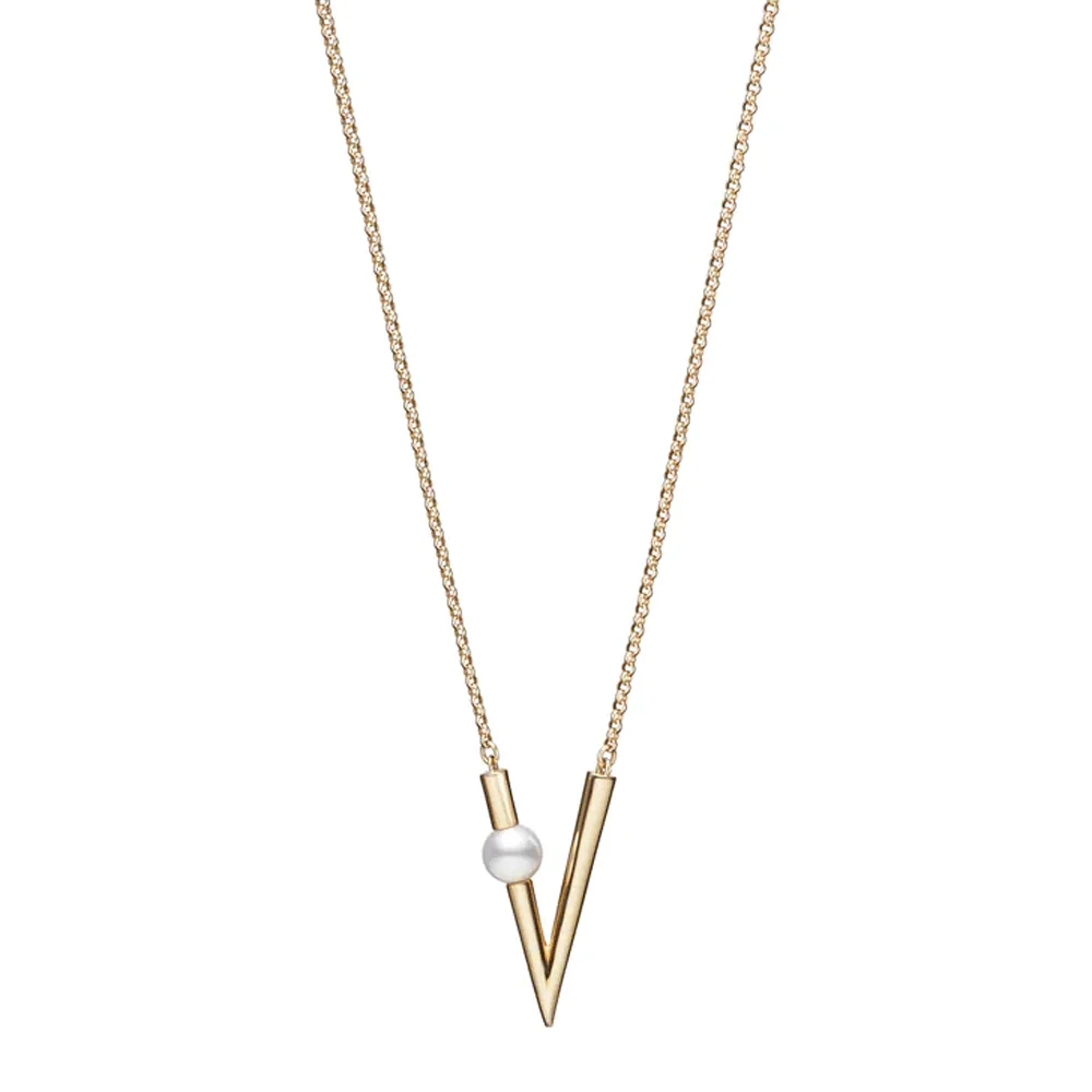 V Code 18ct Yellow Gold Pendant