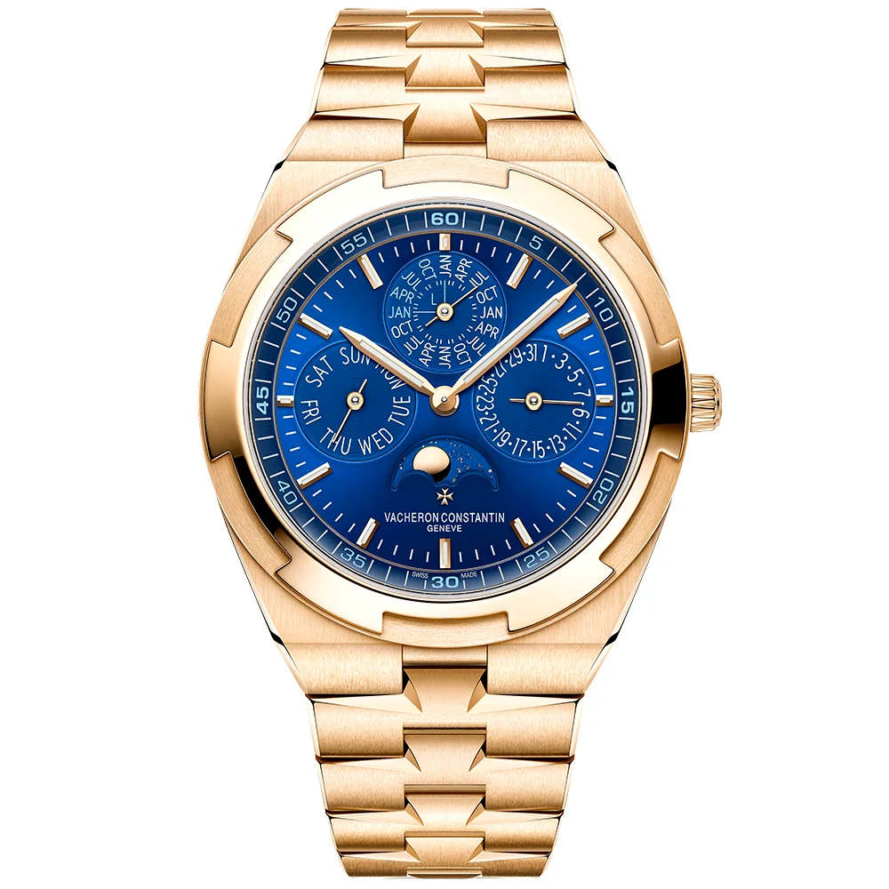 Overseas Perpetual Calendar Ultra-Thin Blue Dial 18ct Pink Gold Watch