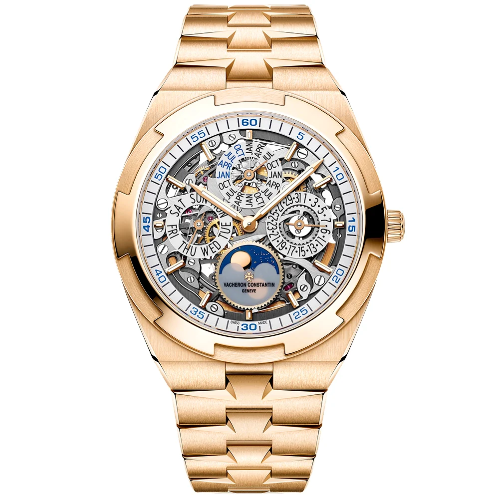 Overseas Perpetual Calendar Ultra-Thin Silver Skeleton 18ct Pink Gold Watch