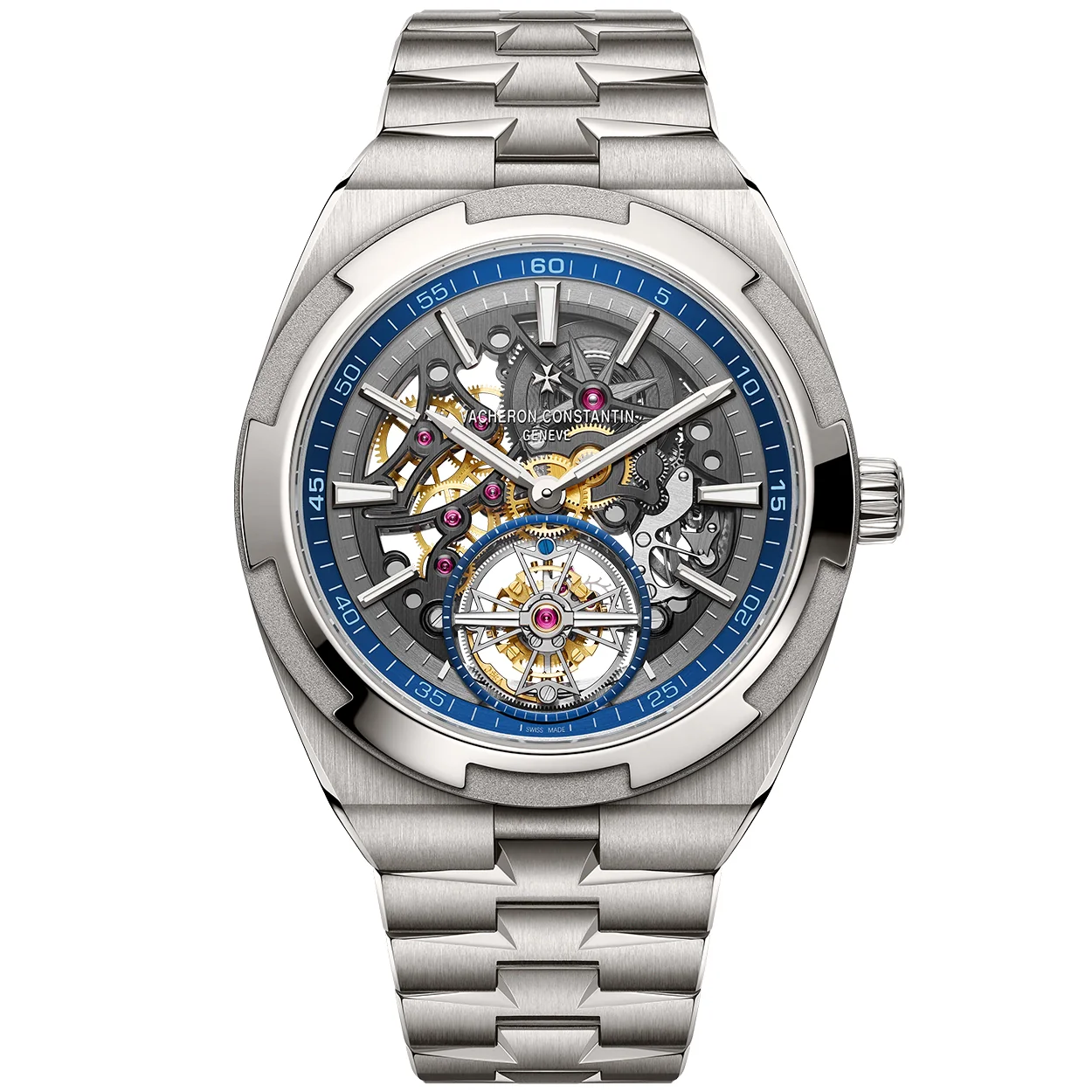 Overseas Tourbillon Skeleton 42.5mm Titanium Mens Bracelet Watch