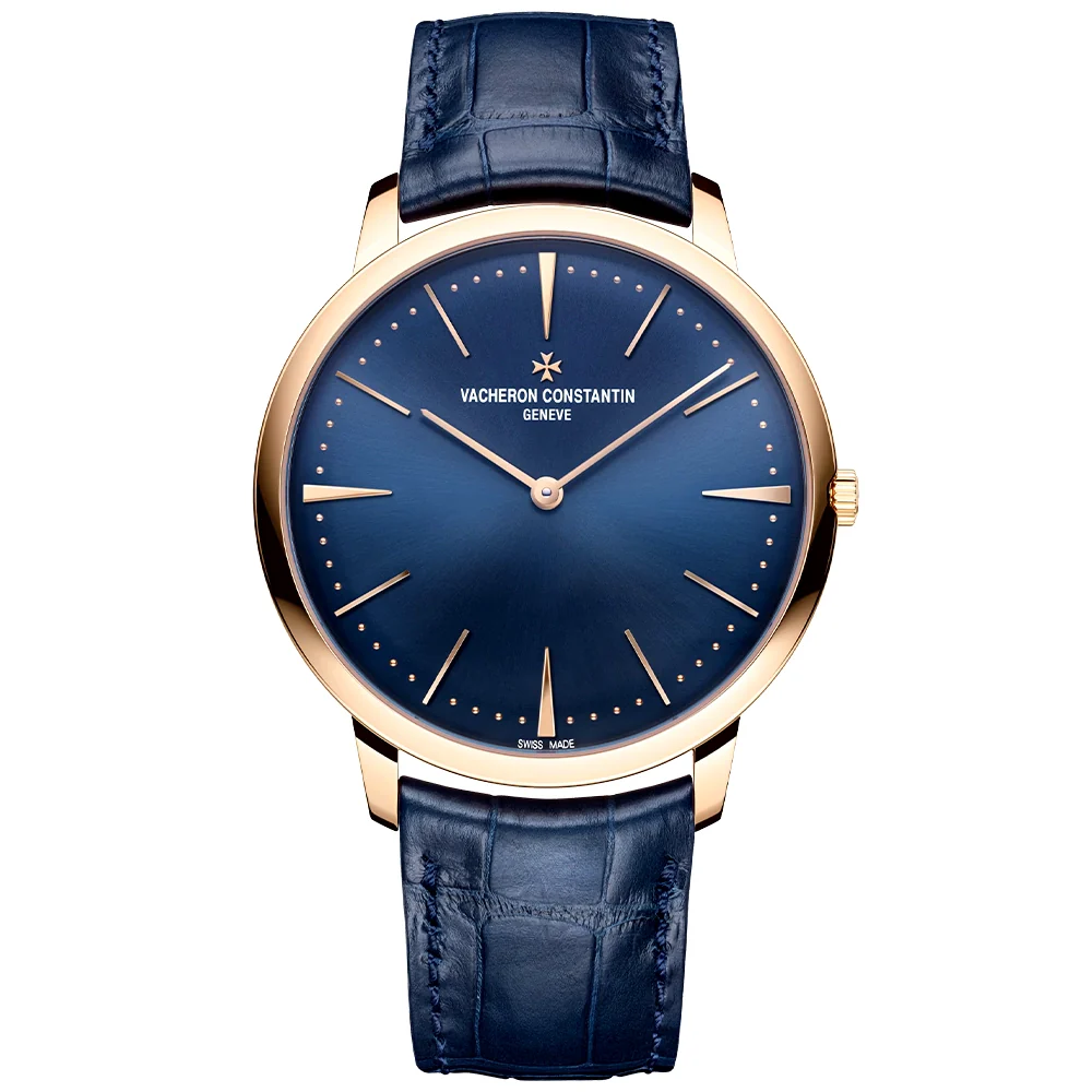 Patrimony Manual-Winding 40mm 18ct Pink Gold Blue Dial Strap Watch