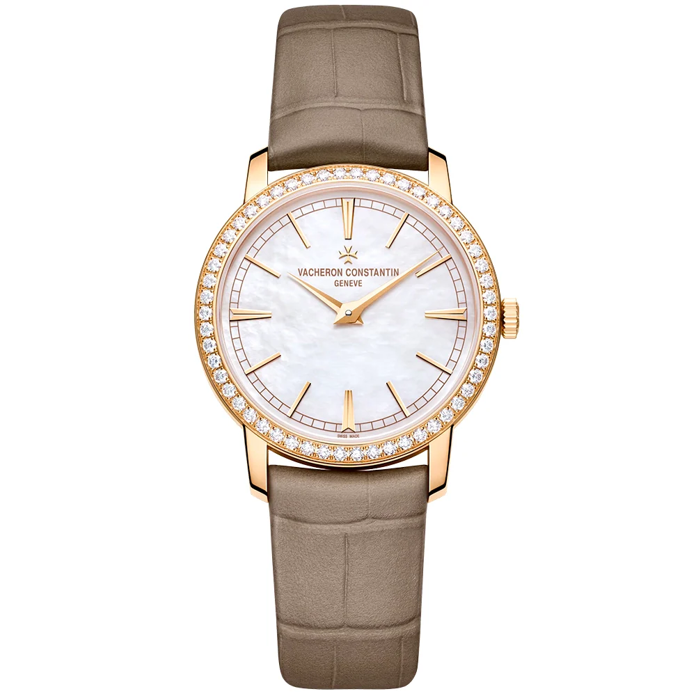 Traditionnelle Manual-Winding 33mm 18ct Pink Gold Diamond Set Watch