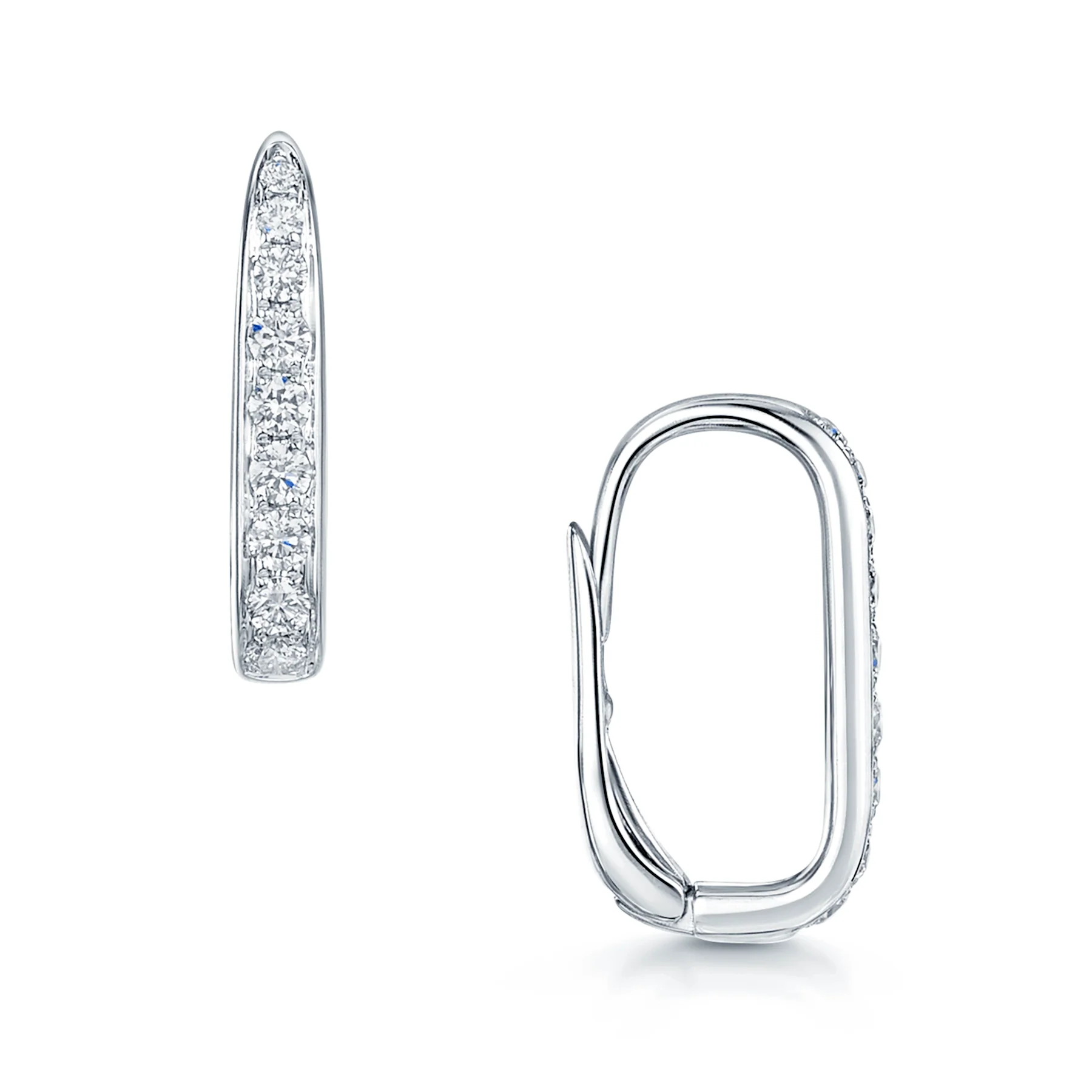Verve Collection 18ct White Gold Oval Cut Sapphire And Diamond Set Loop Drop Earrings - Image 2