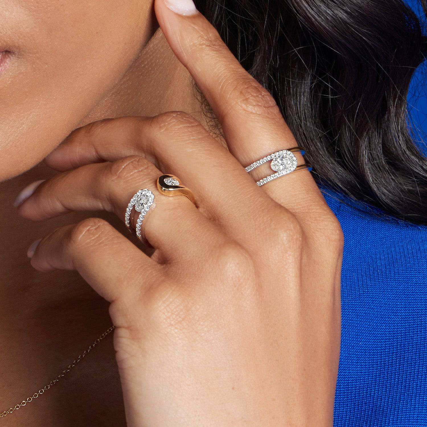 Verve Collection 18ct Yellow And White Gold GIA Certified Oval Cut Diamond Dress Ring - Image 2